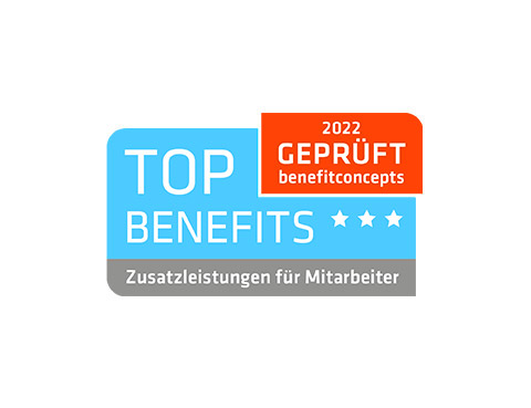 Benefits Siegel 2022 Benefits Siegel als geprüfter Top-Arbeitgeber im Jahr 2022.